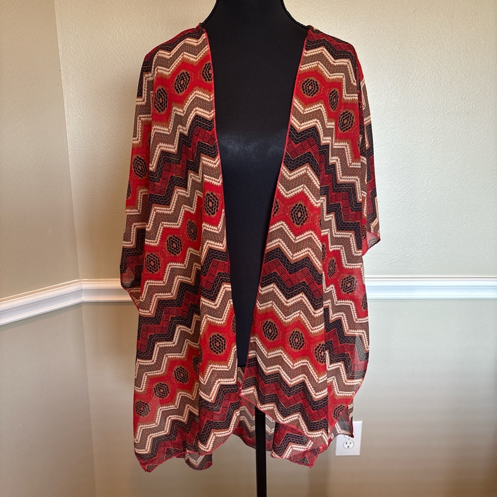 Boho Southwestern Kimono Open Front Flowing Duster One Size